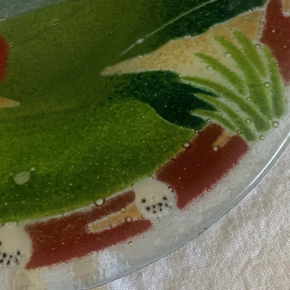 Peggy Karr Fused Glass Trinket Bowl Golf Green Flag Plate 8.25” Gift Collector - Picture 4 of 9